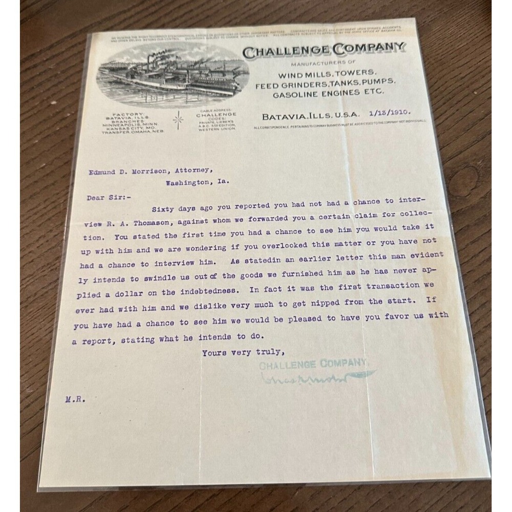 1910 Antique Challenge Company Motor Machinist Letterhead Trains Illinois